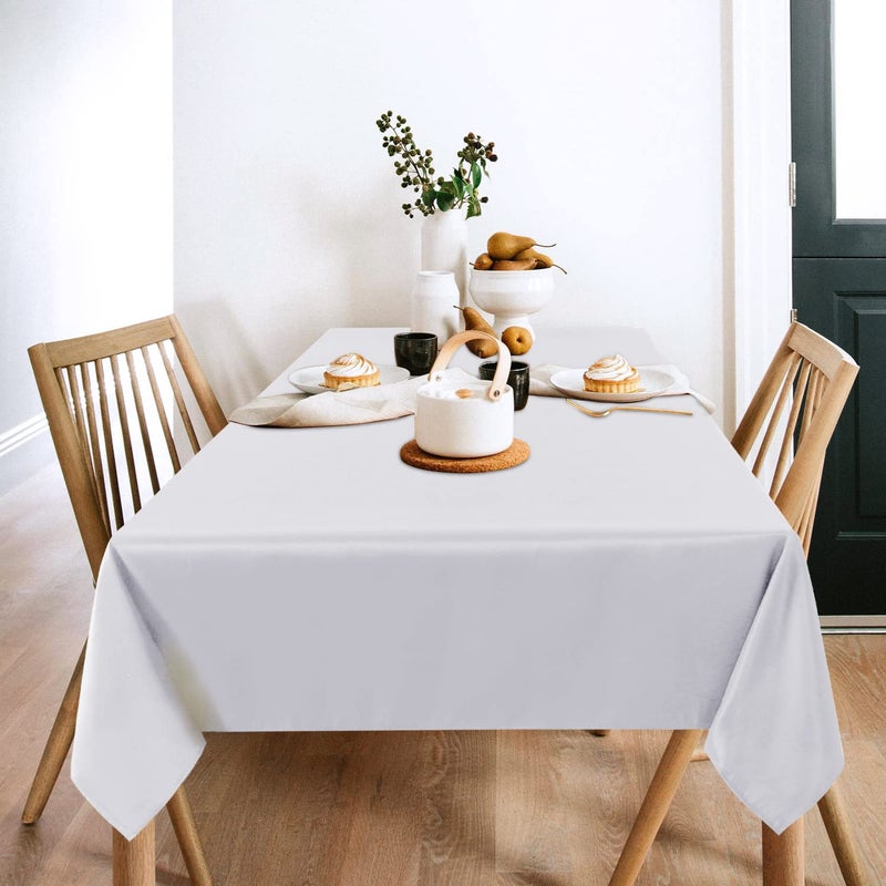 sancua 2 Pack White Tablecloth 60 x 120 Inch  Rectangle 8 Feet Table Cloth - Stain and Wrinkle Resistant Washable Polyester Table Cover for Dining Tables  Buffet Parties and Camping - Image 2